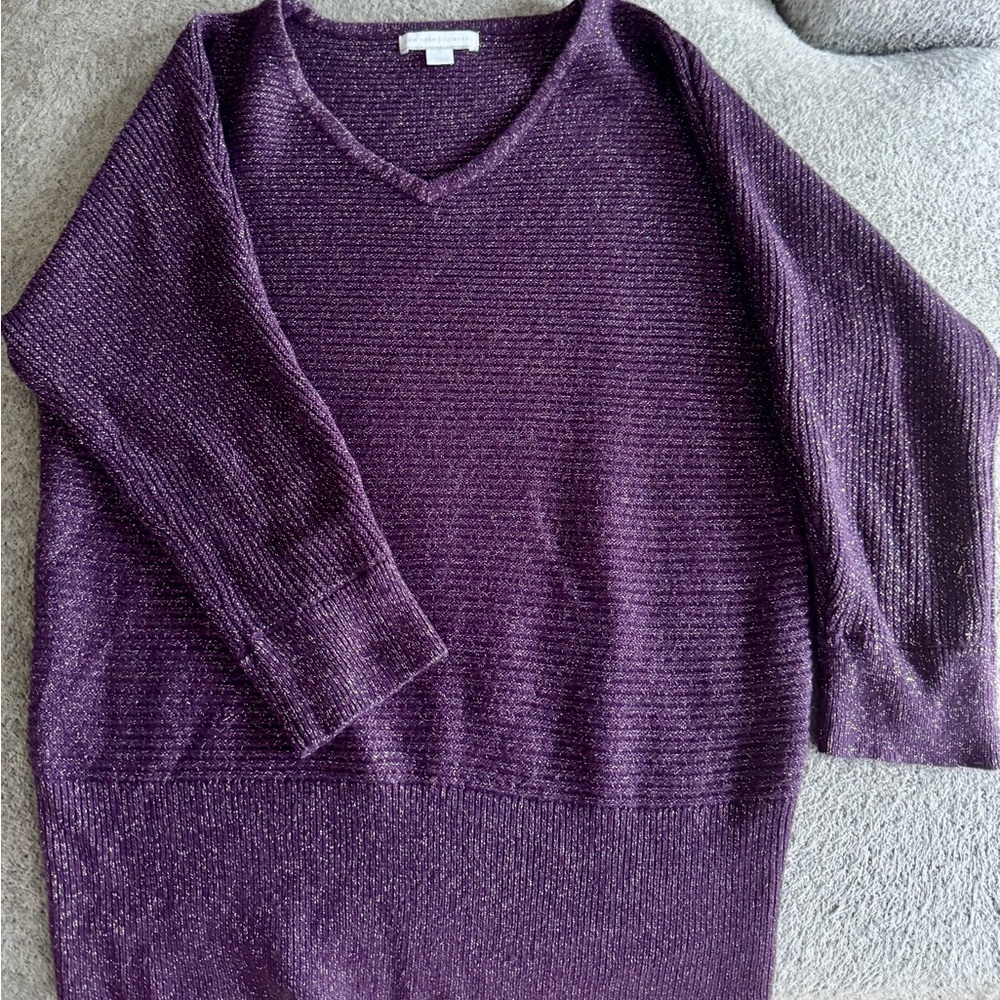 New York & Company Deep Purple V-Neck Sweater